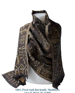 (A) Nýtt haust ´25 100% Fínull með Zari þræði, 70x200cm