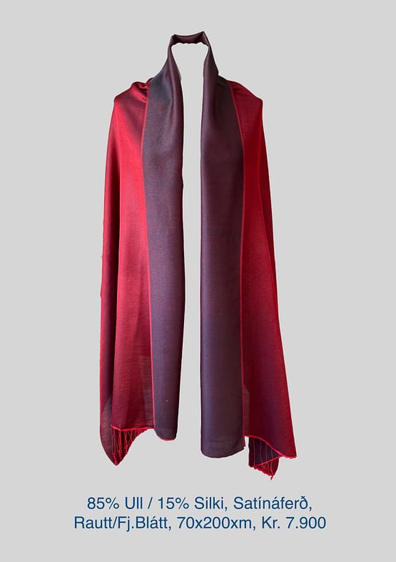 Útsala ágúst 2025, 100% Mulberry Silki 70x200cm, Rautt