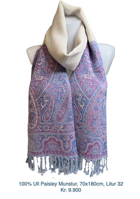 100% Ull Paisley Munstur 70x180cm, Litur 32