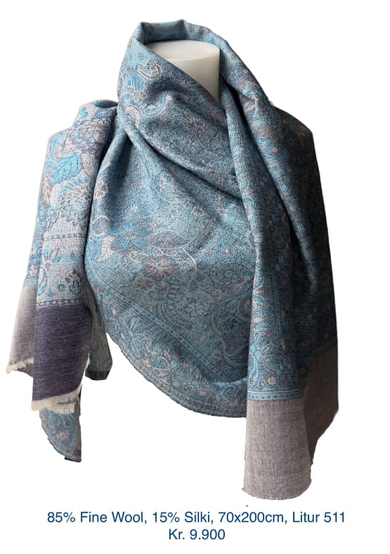85% Fine Wool. 15% Jacquard Silki, 70x200 Litur 511
