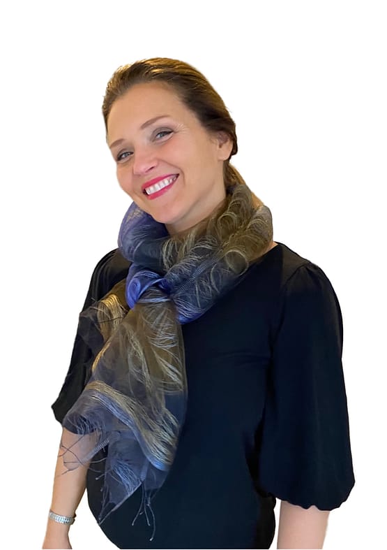 100% Silki, 60x180cm, Blá/mosagræn