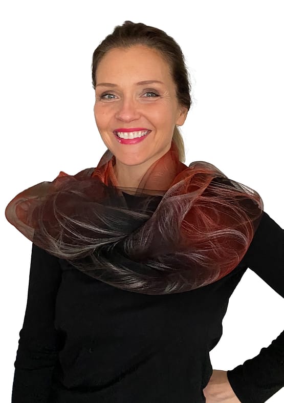100% Silki, 60x180cm, Svart/brúnt