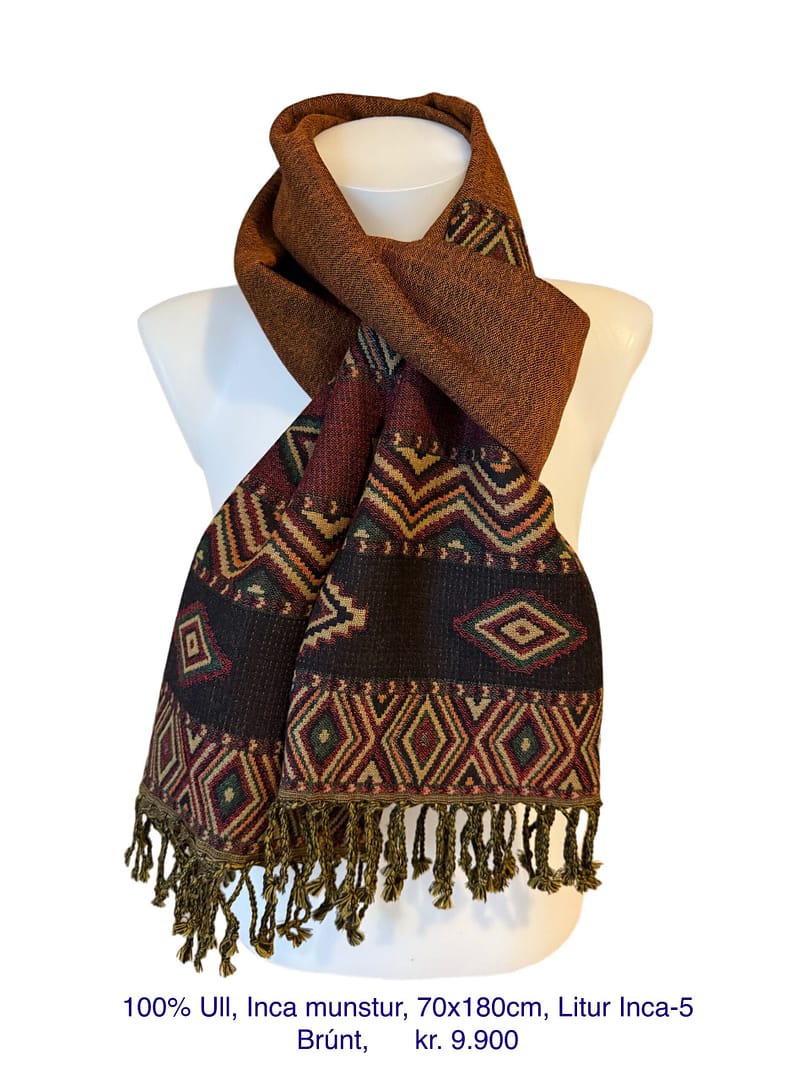 100% Ull, Inca mynstur, 70x180cm, Litur Inca-5