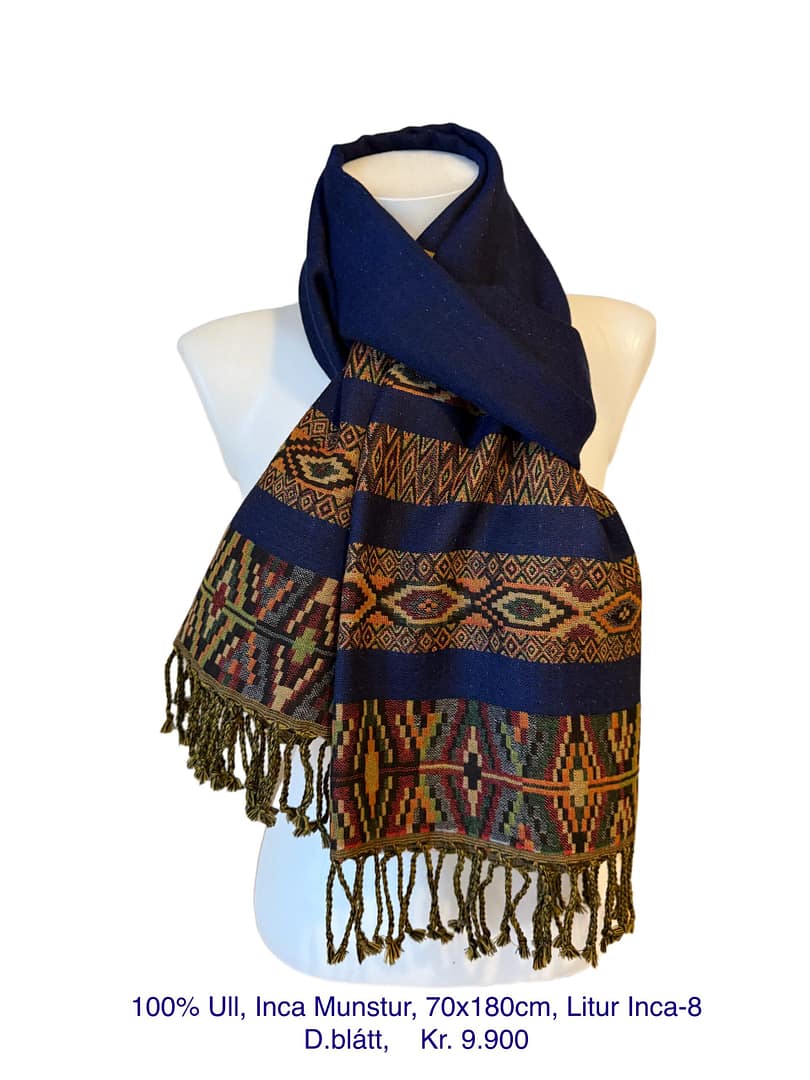100% Ull, Inca mynstur, 70x180cm, Litur Inca-8
