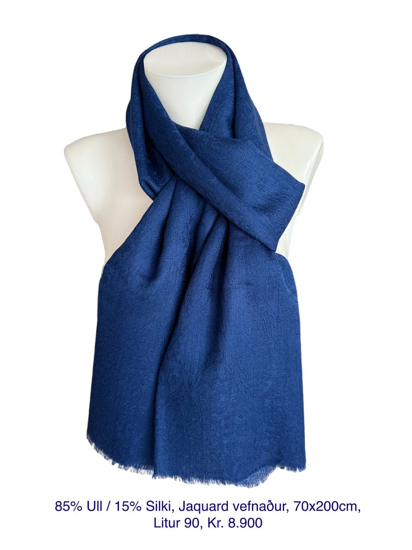 Jacquard vefnaður, 85% Ull / 15% Silki, 70x200cm, Litur 90