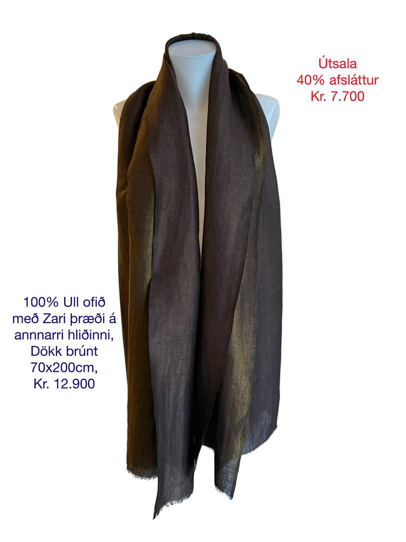 100% Ull með Zari þræði, D. brúnt