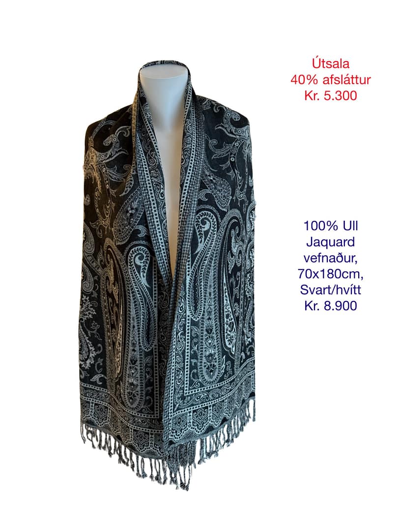 100% Ull Paisley munstur, 70x180cm Litur 203